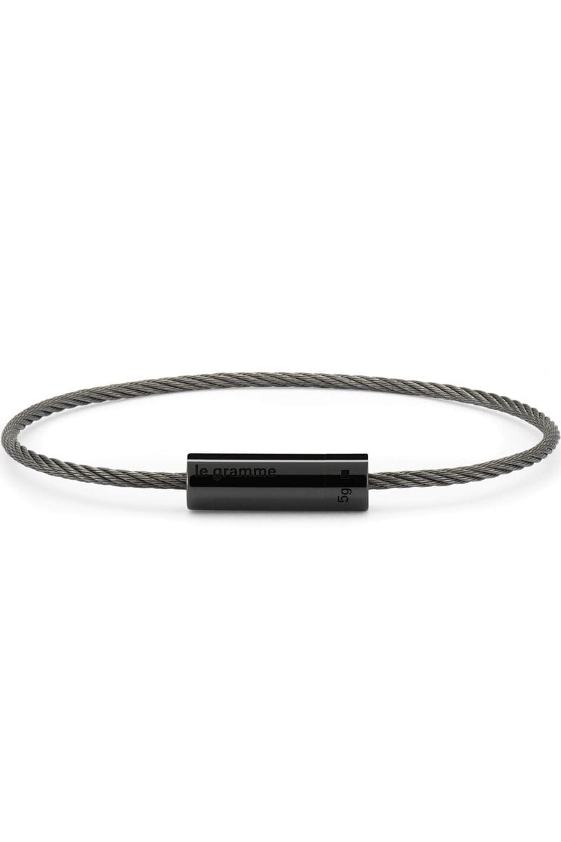 LE GRAMME-5g Polished Black Cerarmic Cable Bracelet-