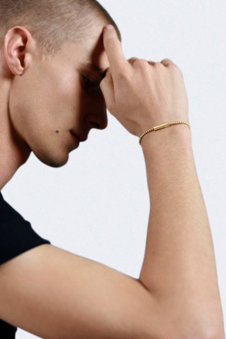 LE GRAMME-15g Brushed Yellow Gold Bead Bracelet-YELLOW GOLD