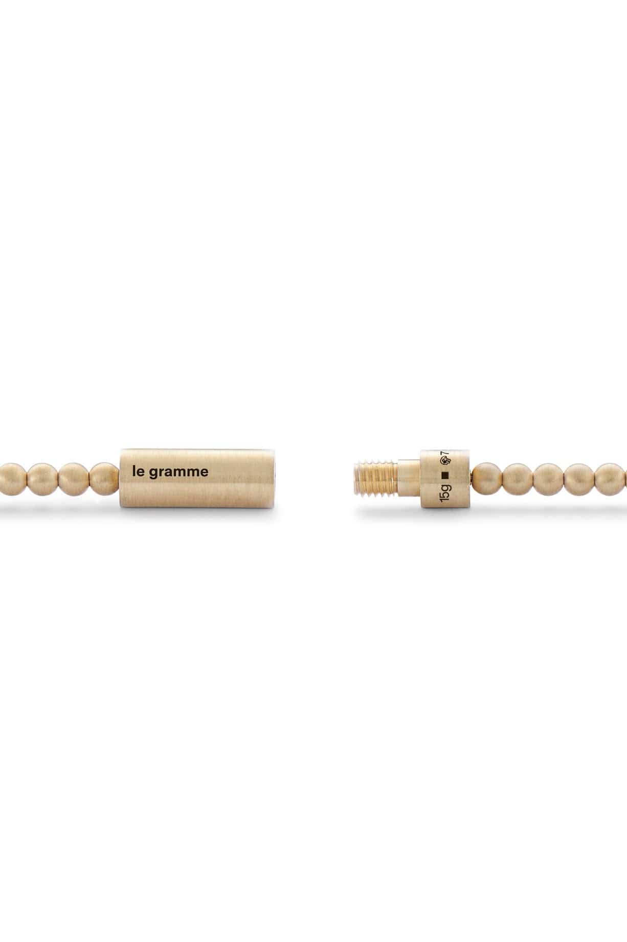 LE GRAMME-15g Brushed Yellow Gold Bead Bracelet-YELLOW GOLD
