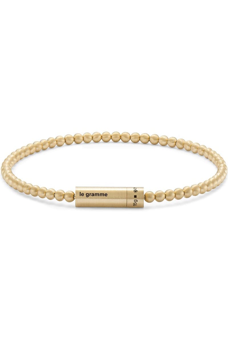 LE GRAMME-15g Brushed Yellow Gold Bead Bracelet-YELLOW GOLD