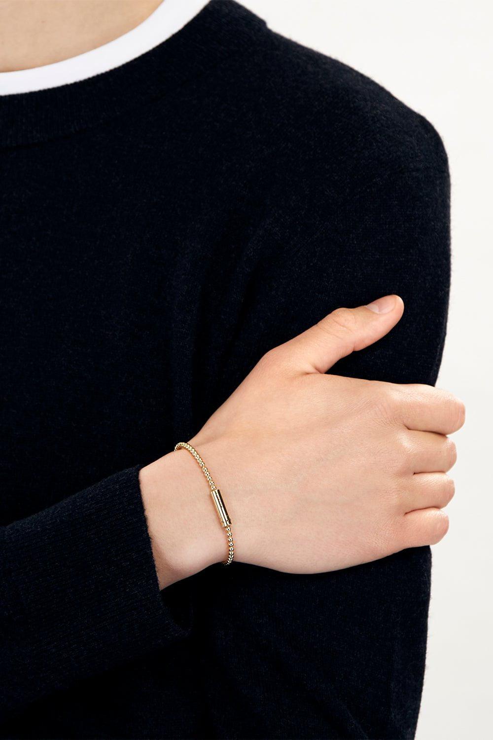 LE GRAMME-Brushed Beaded Bracelet-YELLOW GOLD