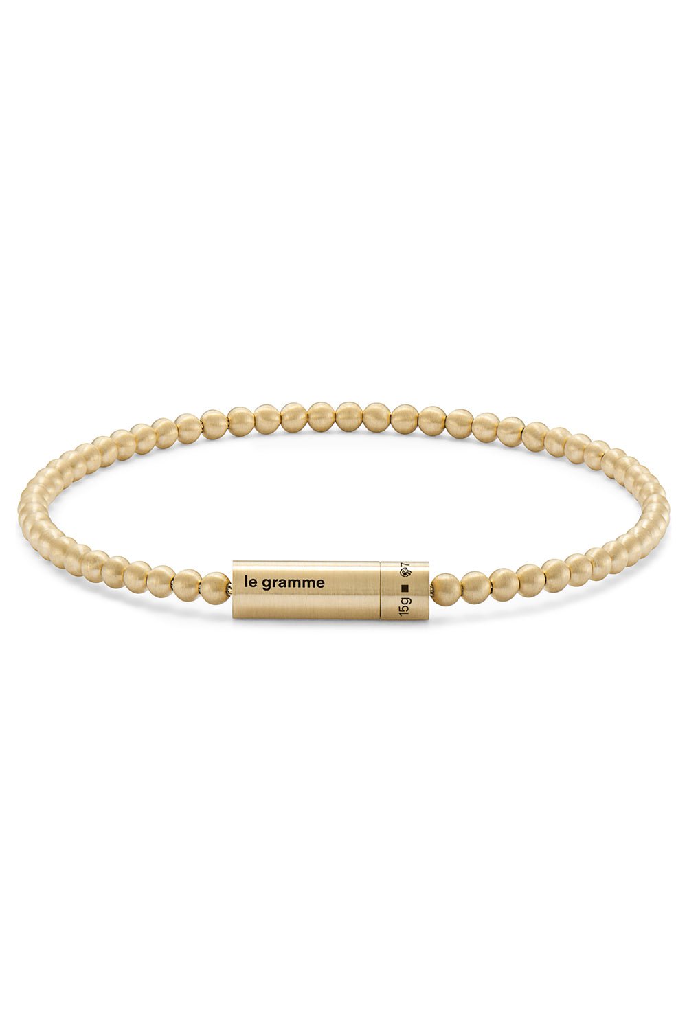 LE GRAMME-Brushed Beaded Bracelet-YELLOW GOLD