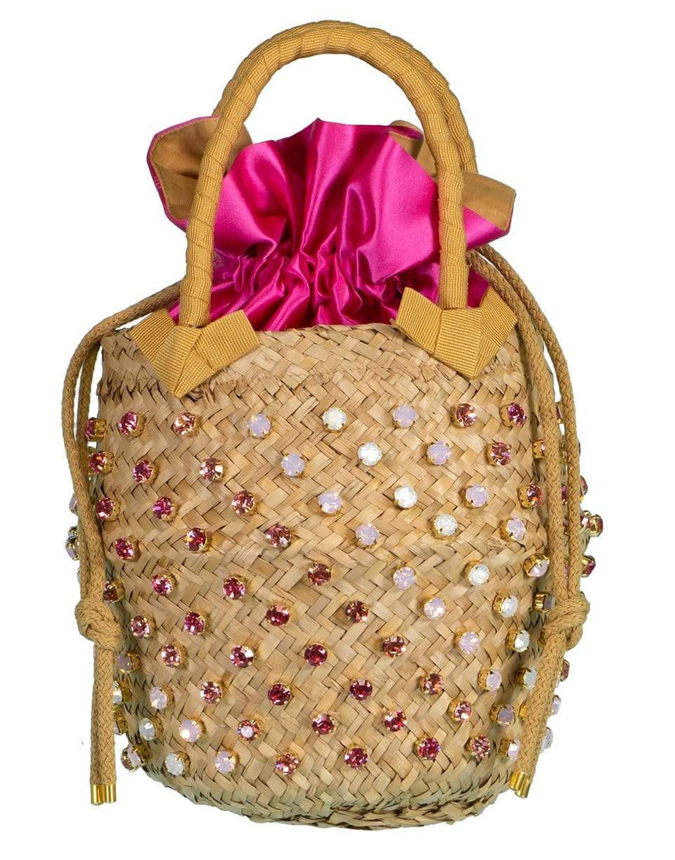 LE NINE-Nina Shadow Rose Raffia Basket Bag-BISCOTTO