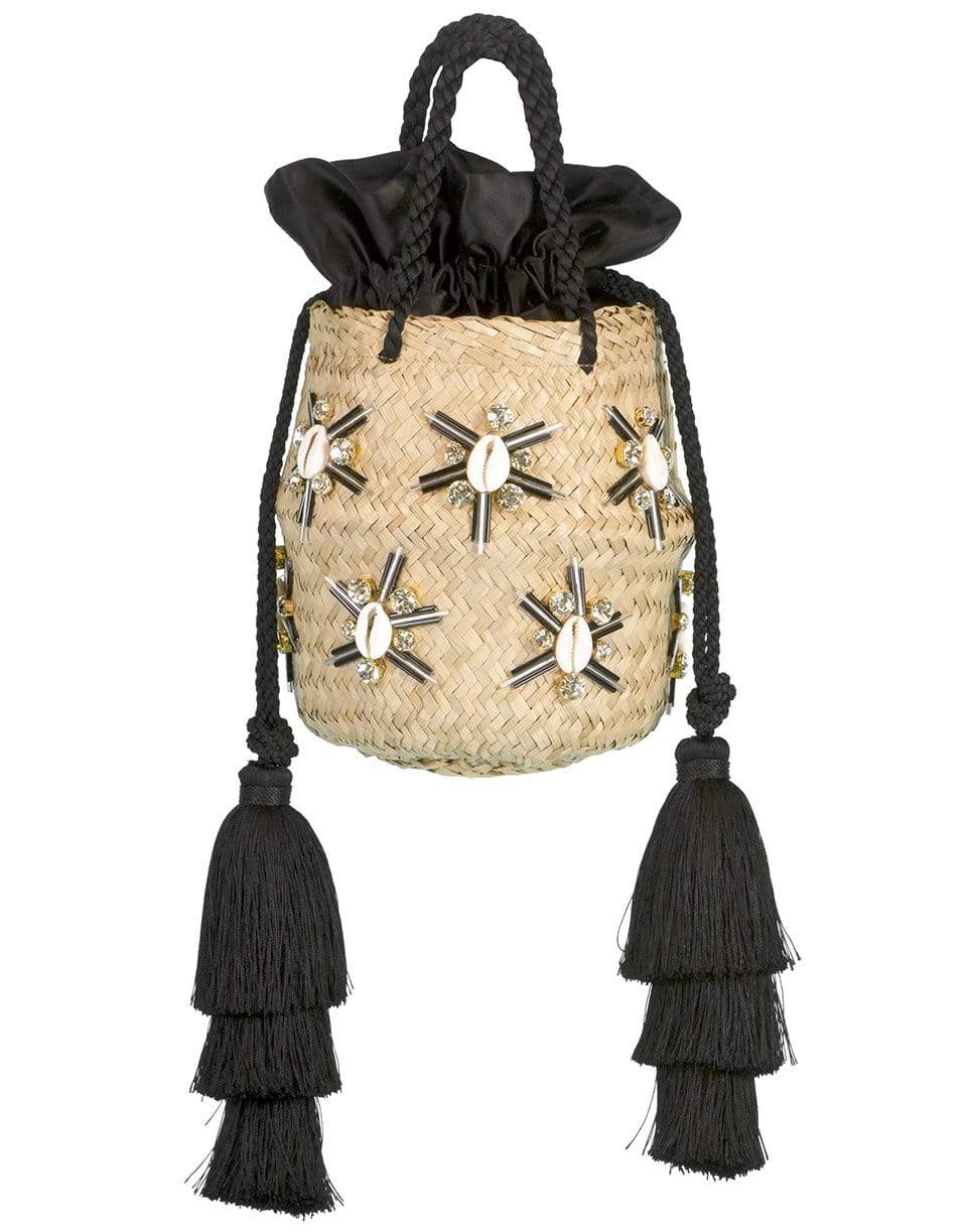 LE NINE-Black Carol Starshell Raffia Basket Bag-BLACK