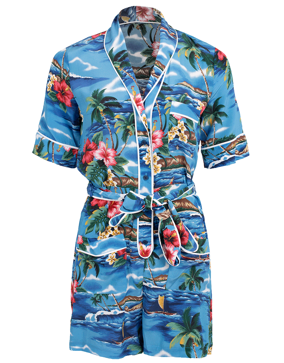 LE SUPERBE-Tropical Print Belted Romper-