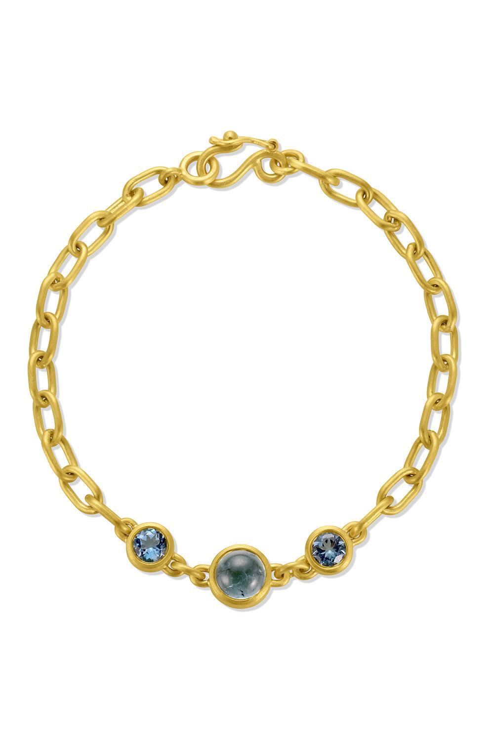 Aquamarine Chain Gem Bracelet-YELLOW GOLD-7.5-JEWELRYFINE JEWELBRACELET O-LEIGH MAXWELL