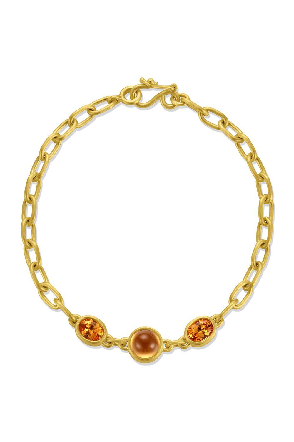 Mandarin Garnet Spess Chain Bracelet-YELLOW GOLD-7.5-JEWELRYFINE JEWELBRACELET O-LEIGH MAXWELL