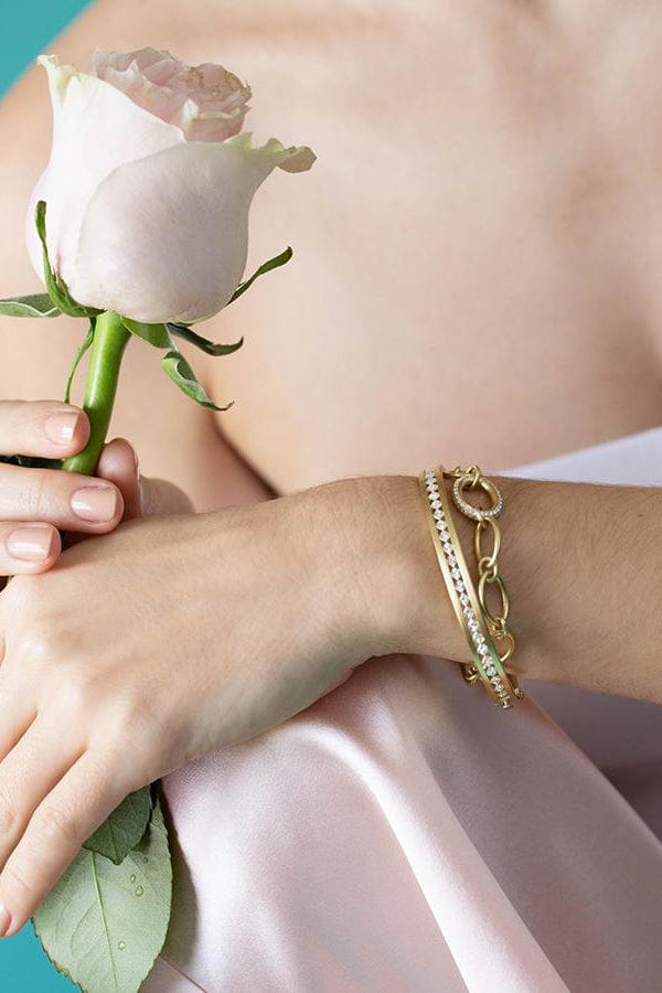 LEIGH MAXWELL-Large Diamond Link Bracelet-YELLOW GOLD