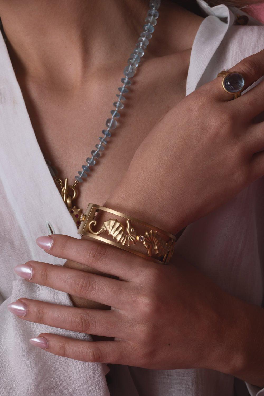 LEIGH MAXWELL-Seahorse Diamond Bracelet-YELLOW GOLD