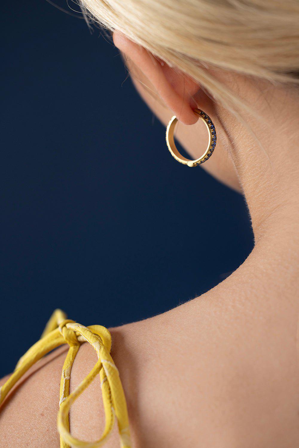 LEIGH MAXWELL-Amani Reversible Hoop Earrings-YELLOW GOLD