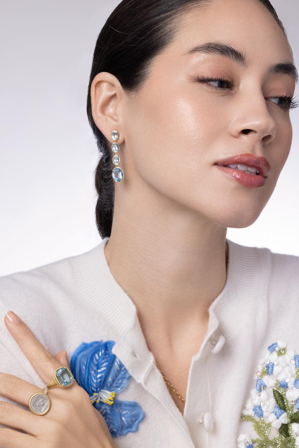 Aquamarine Faceted Drop Earrings-YELLOW GOLD-JEWELRYFINE JEWELEARRING-LEIGH MAXWELL