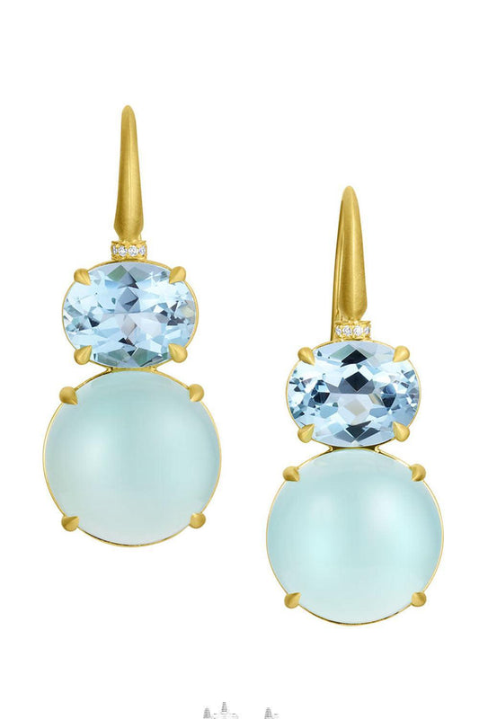Aquamarine Opal Double Bijou Earrings-YELLOW GOLD-JEWELRYFINE JEWELEARRING-LEIGH MAXWELL