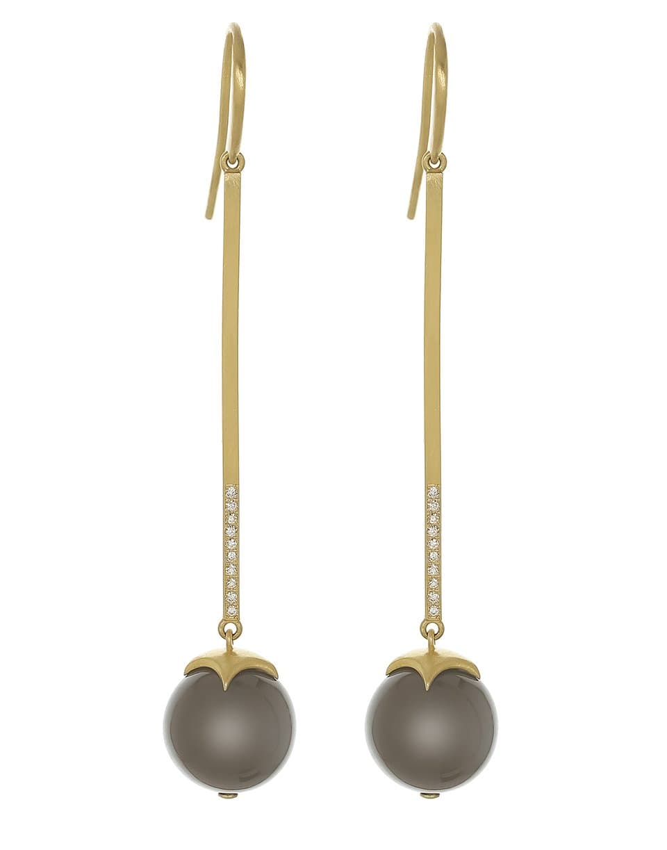 LEIGH MAXWELL-Bahari Bar Grey Moonstone and Diamond Earrings-YELLOW GOLD
