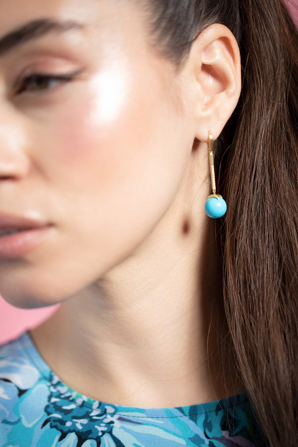 LEIGH MAXWELL-Bahari Short Bar Earrings-YELLOW GOLD