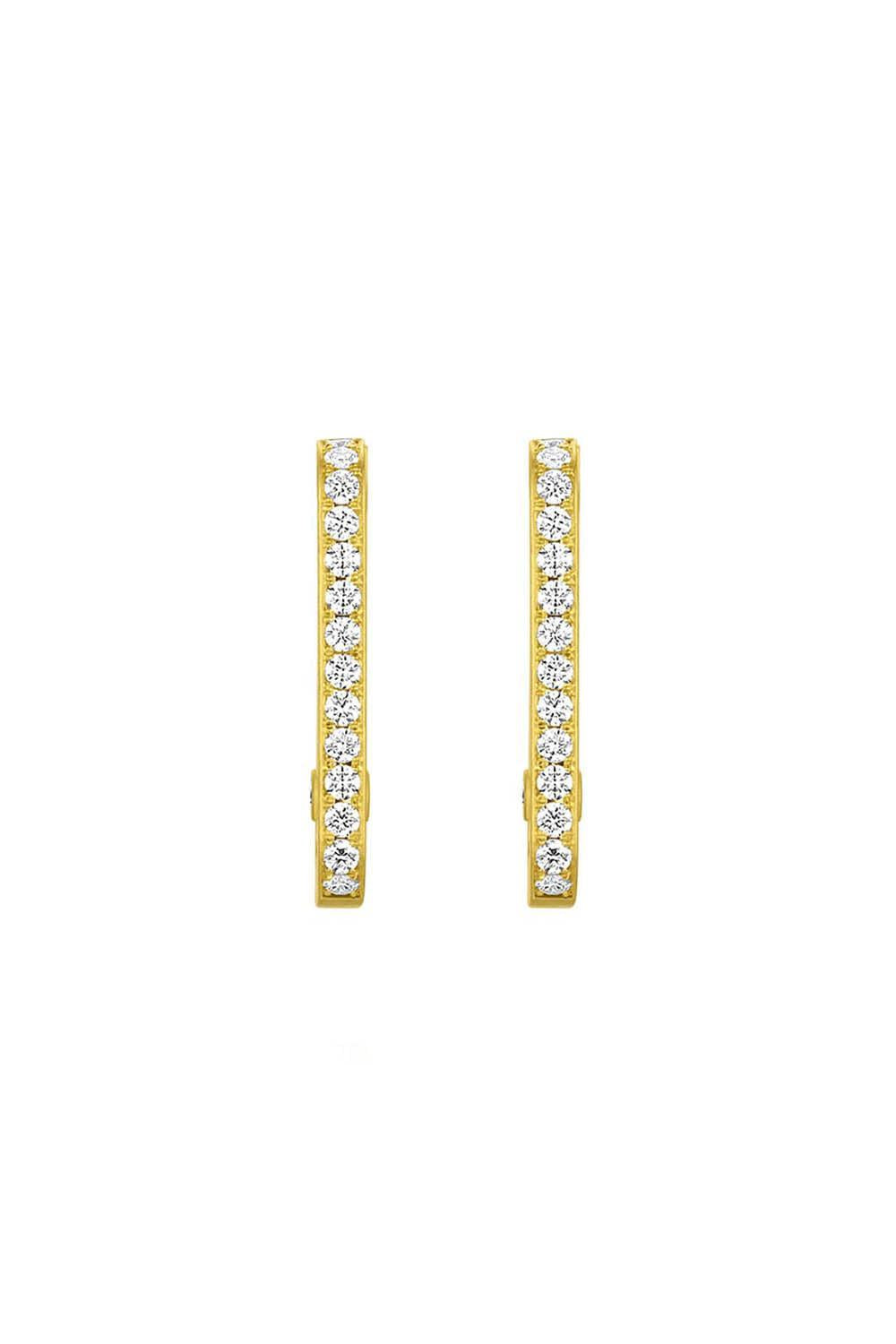 Diamond Flower Rectangle Hoop Earrings-YELLOW GOLD-JEWELRYFINE JEWELEARRING-LEIGH MAXWELL