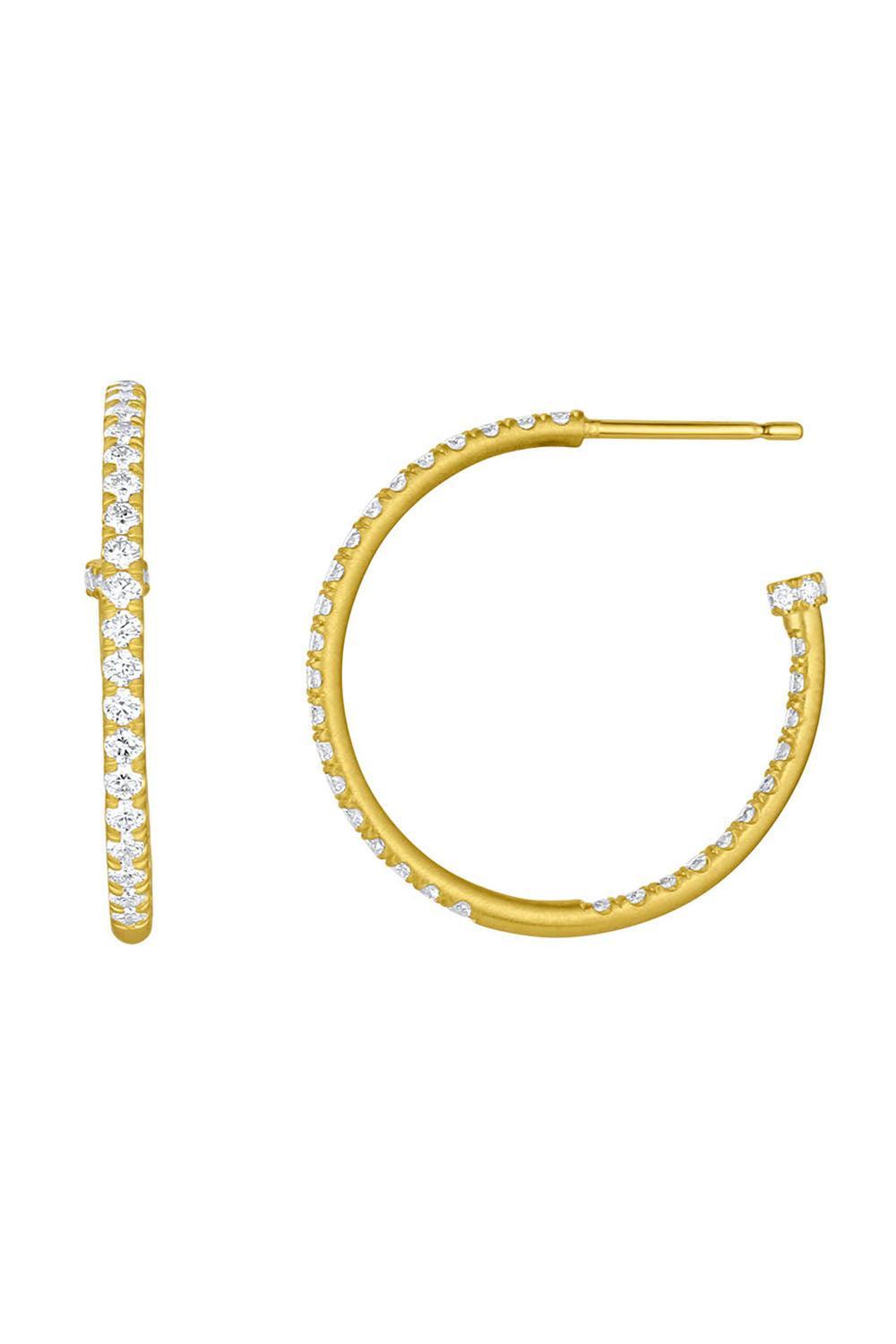 Diamond Pavé Medium Hoop Earrings-YELLOW GOLD-JEWELRYFINE JEWELEARRING-LEIGH MAXWELL