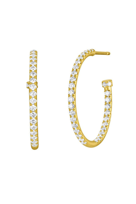 Diamond Pavé Medium Hoop Earrings-YELLOW GOLD-JEWELRYFINE JEWELEARRING-LEIGH MAXWELL