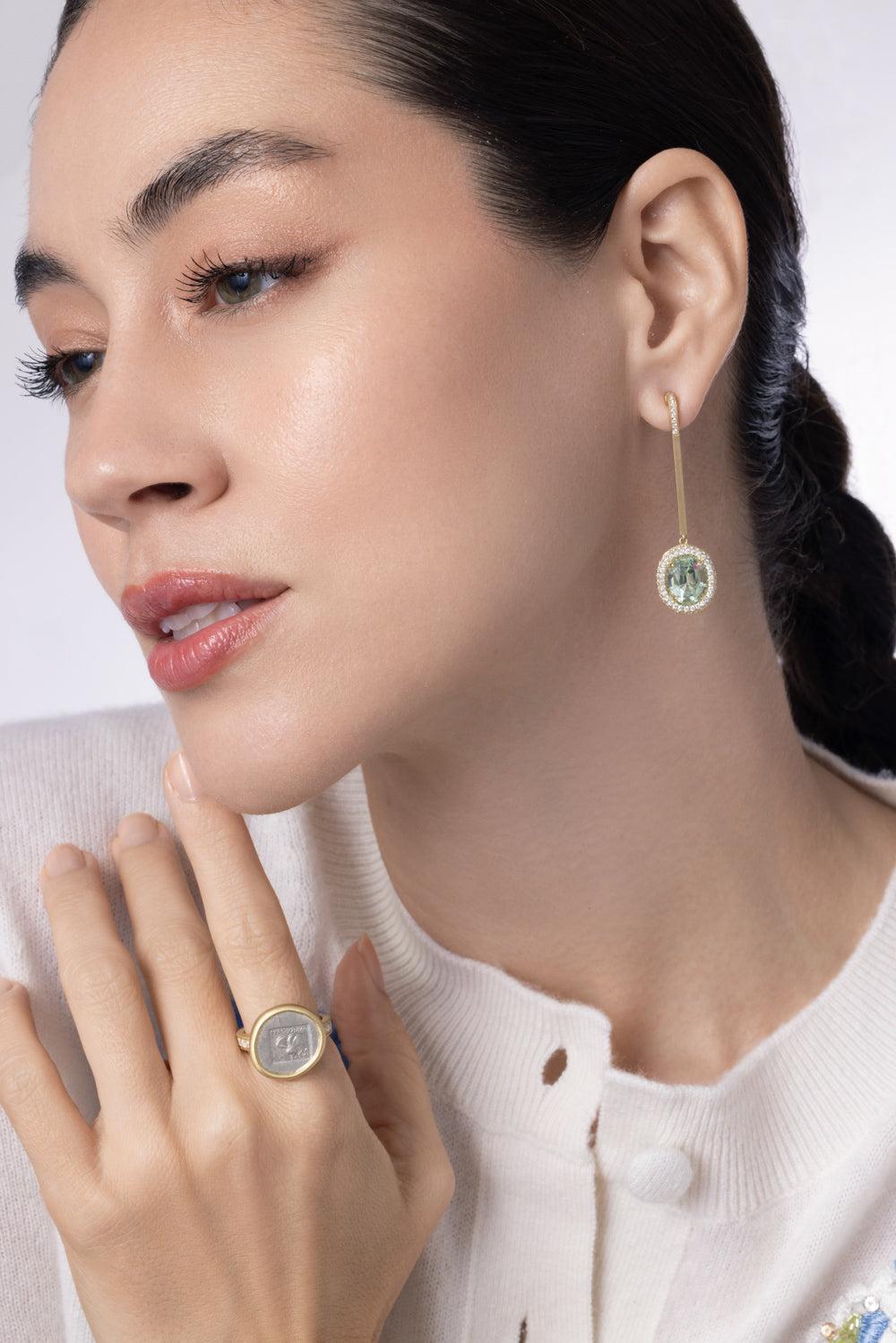 Green Tourmaline Bauble Earrings-YELLOW GOLD-JEWELRYFINE JEWELEARRING-LEIGH MAXWELL
