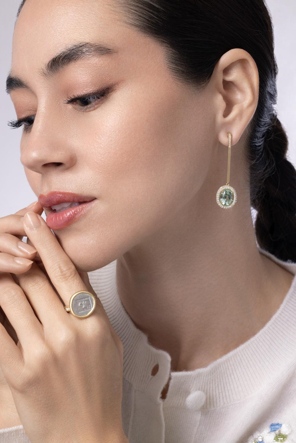 Green Tourmaline Bauble Earrings-YELLOW GOLD-JEWELRYFINE JEWELEARRING-LEIGH MAXWELL
