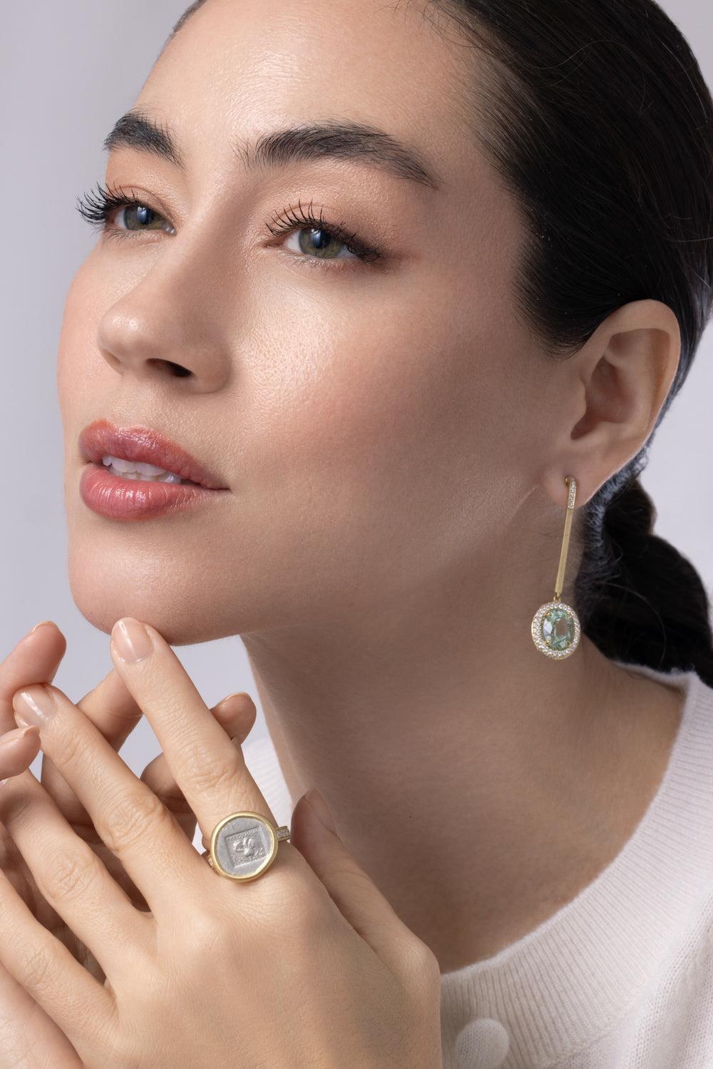 Green Tourmaline Bauble Earrings-YELLOW GOLD-JEWELRYFINE JEWELEARRING-LEIGH MAXWELL