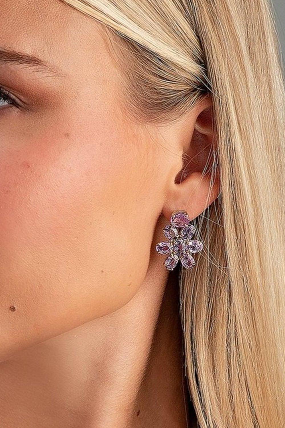LEIGH MAXWELL-Pink Sapphire Celebration Earrings-YELLOW GOLD