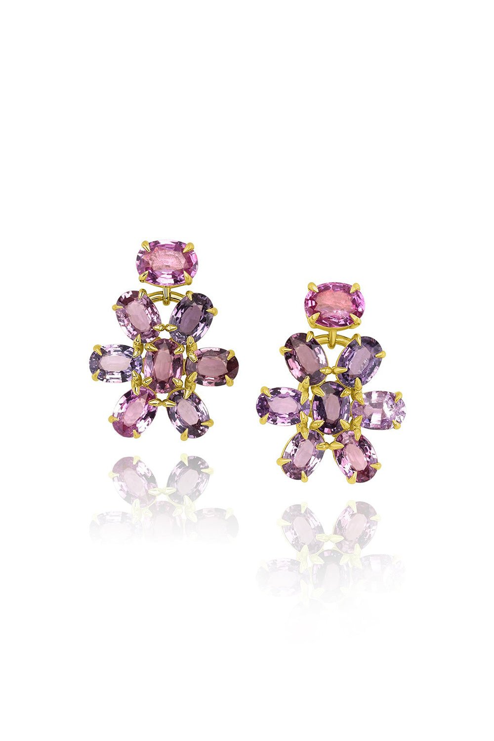 LEIGH MAXWELL-Pink Sapphire Celebration Earrings-YELLOW GOLD