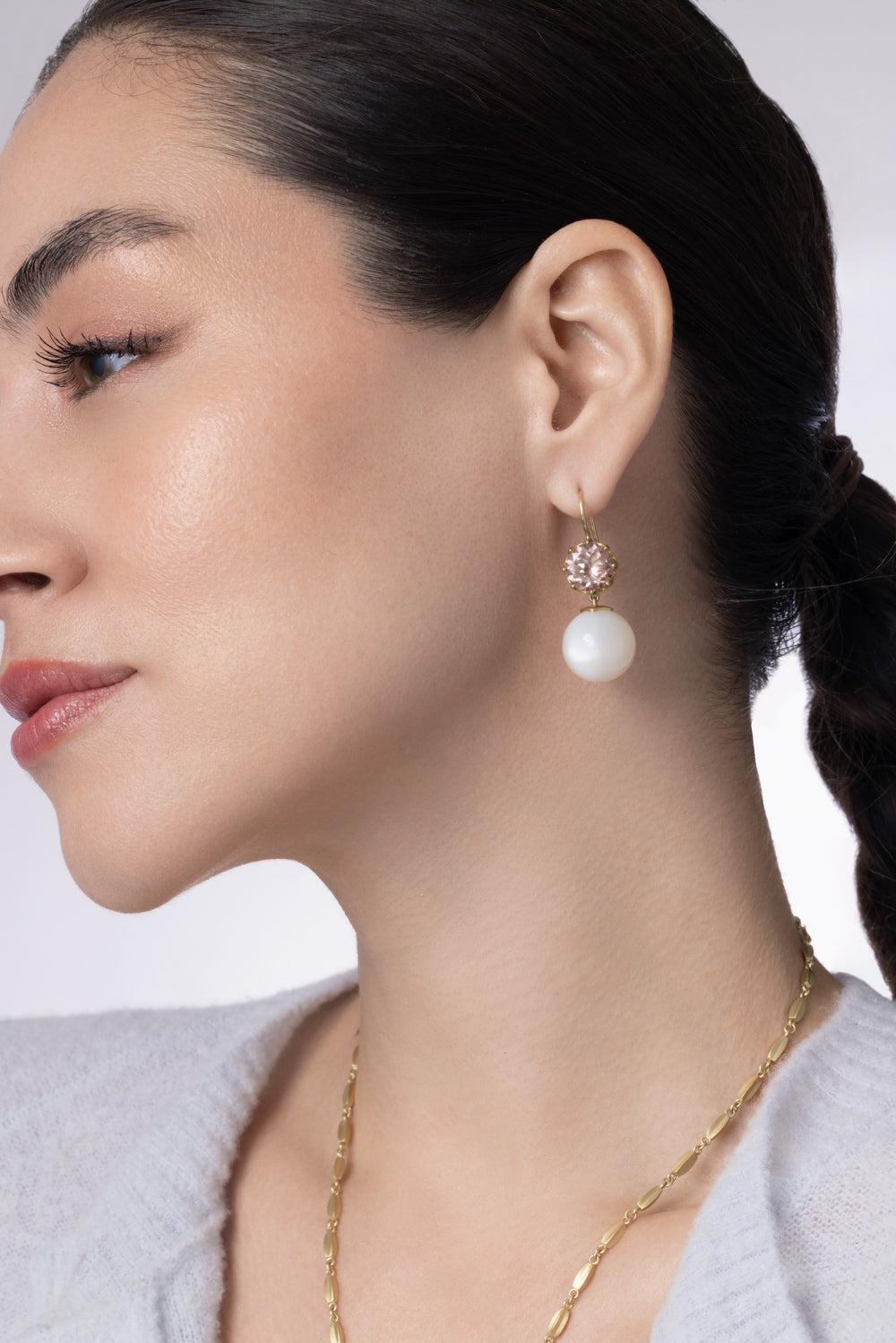 Rose Ziron Moonstone Crown Earrings-YELLOW GOLD-JEWELRYFINE JEWELEARRING-LEIGH MAXWELL