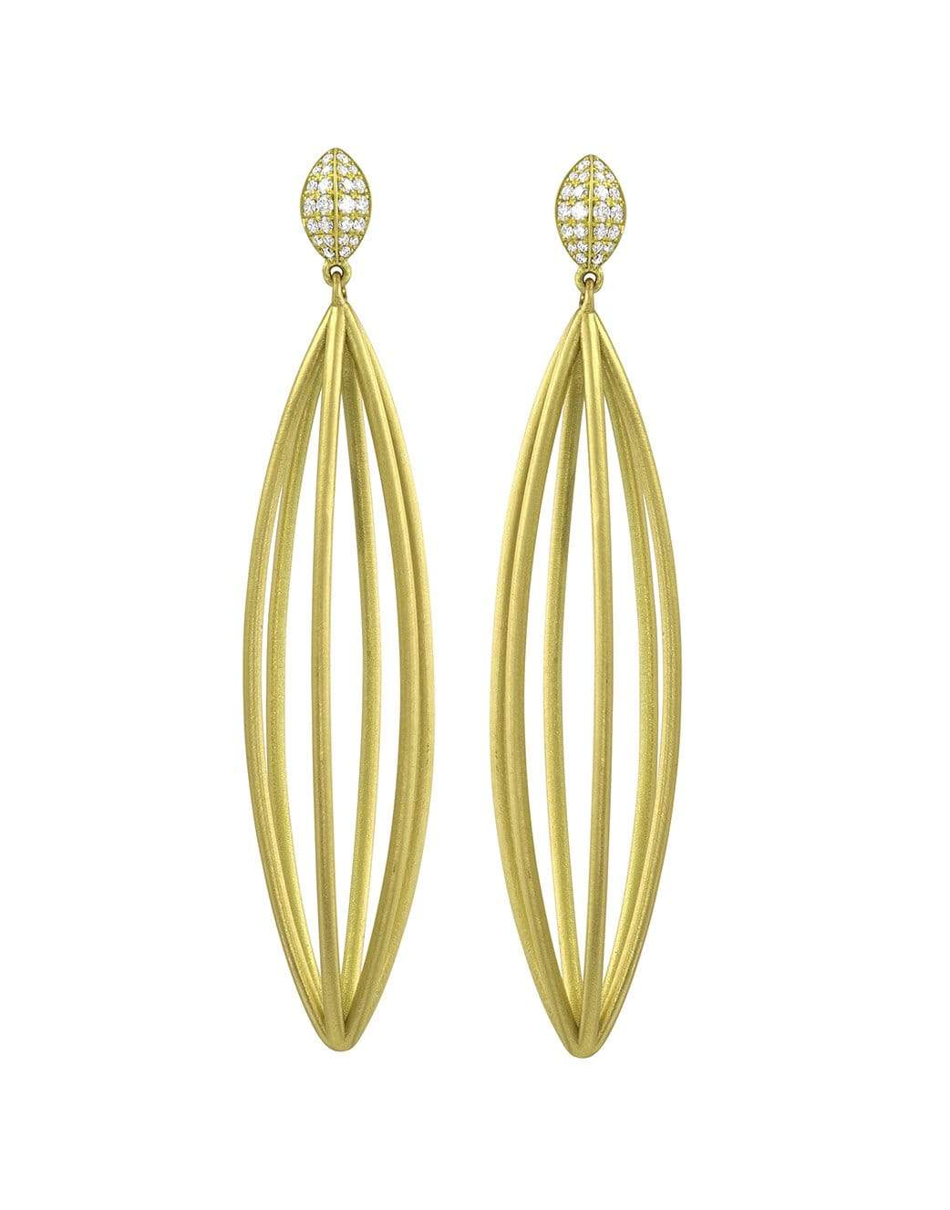 LEIGH MAXWELL-Ulaini Long Cage Diamond Earrings-YELLOW GOLD