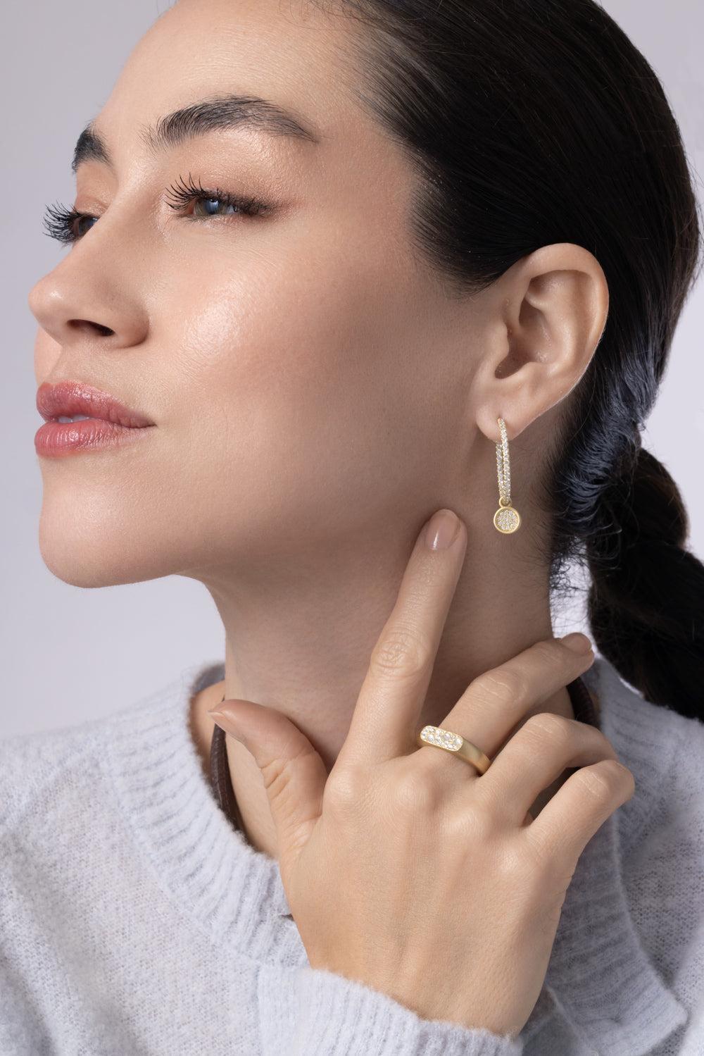 Diamond Amani Disk Ear Charms-YELLOW GOLD-JEWELRYFINE JEWELMISC-LEIGH MAXWELL