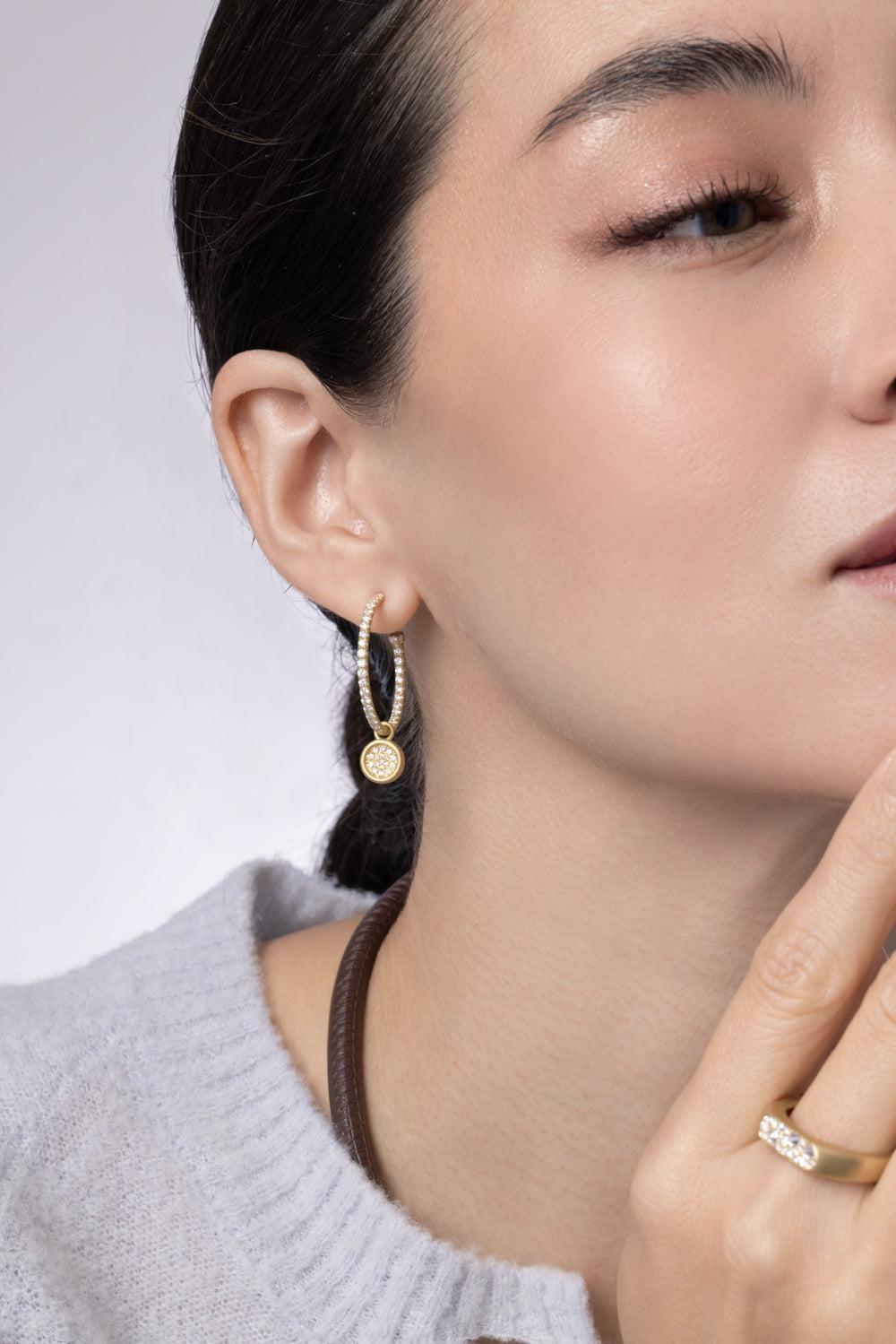 Diamond Amani Disk Ear Charms-YELLOW GOLD-JEWELRYFINE JEWELMISC-LEIGH MAXWELL
