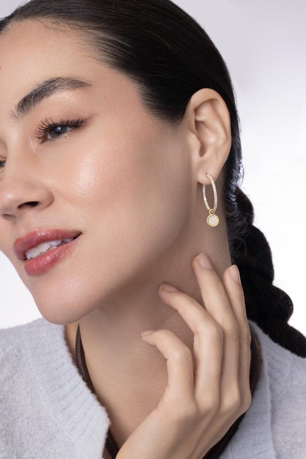 Diamond Amani Disk Ear Charms-YELLOW GOLD-JEWELRYFINE JEWELMISC-LEIGH MAXWELL