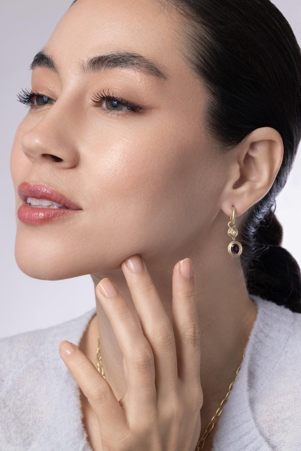 Spinel Diamond Gemstone Ear Charms-YELLOW GOLD-JEWELRYFINE JEWELMISC-LEIGH MAXWELL