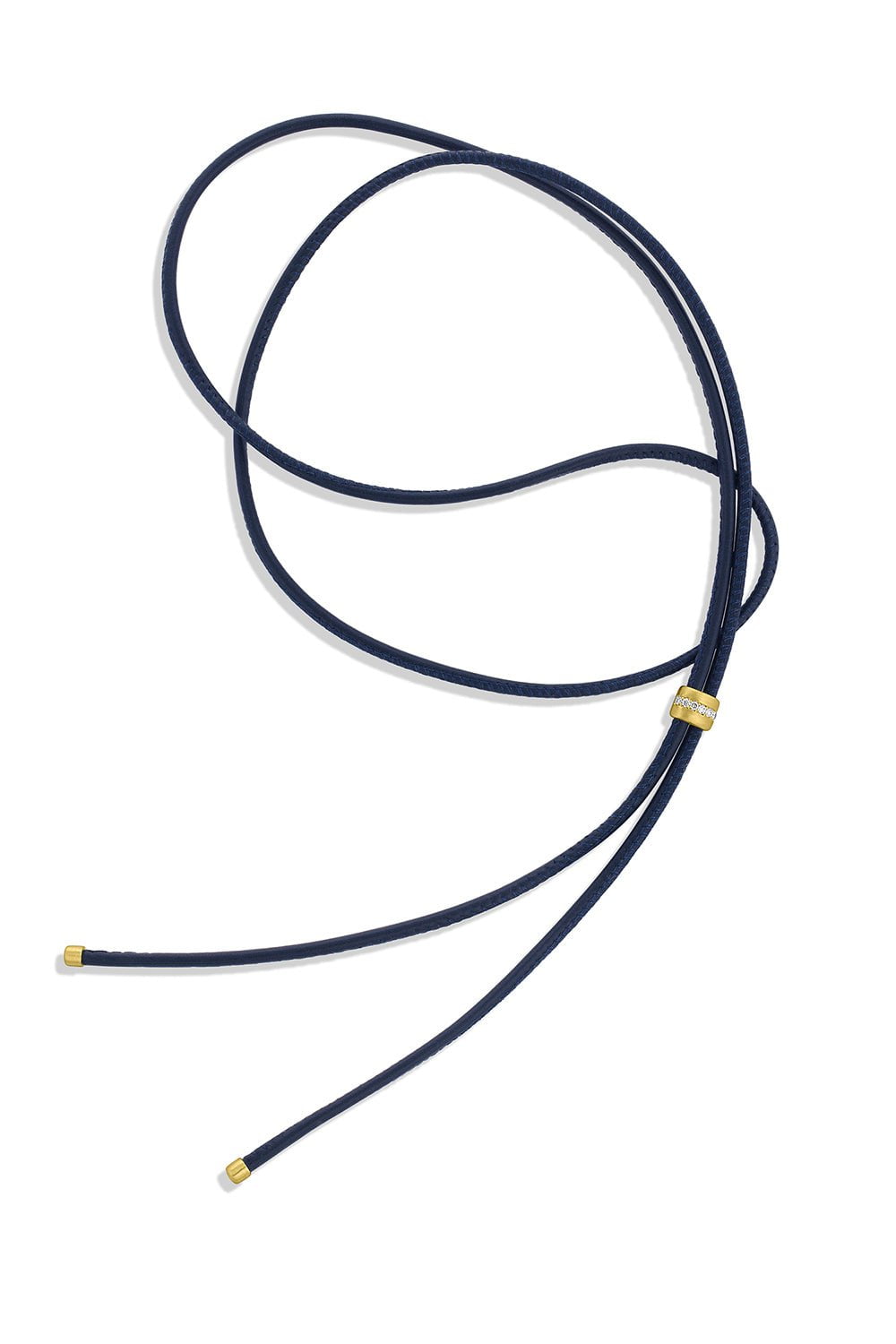 LEIGH MAXWELL-Diamond Leather Chord Slider-DENIM