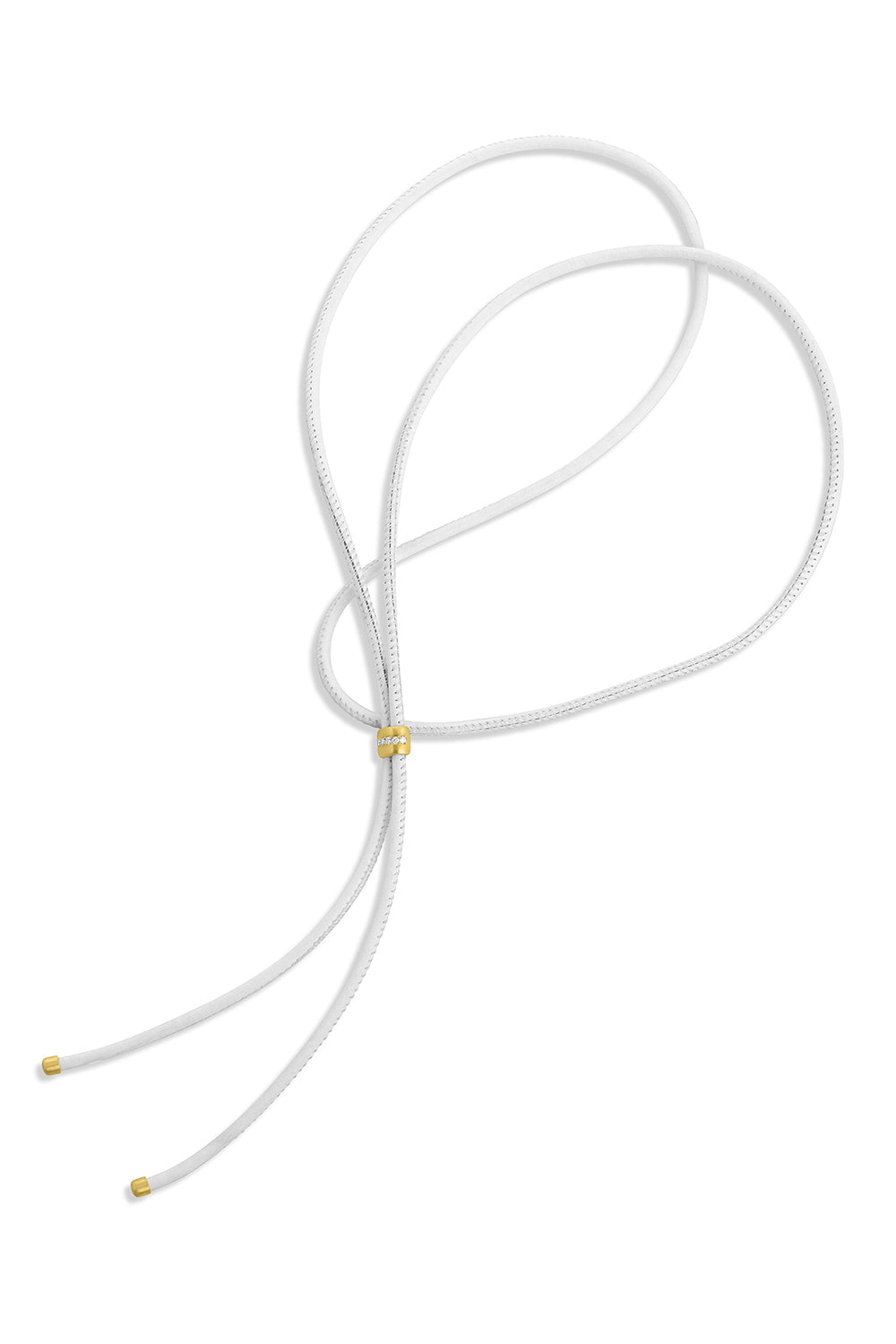 LEIGH MAXWELL-Diamond Leather Chord Slider-WHITE