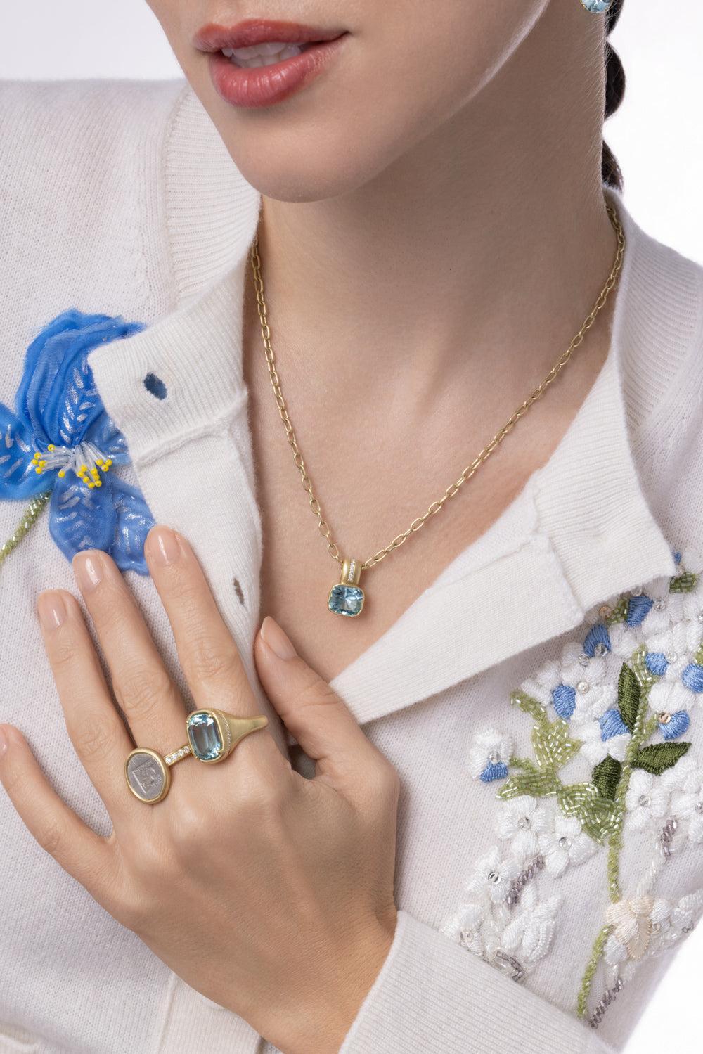 Aquamarine Amani Bezel Set Necklace-YELLOW GOLD-18-JEWELRYFINE JEWELNECKLACE O-LEIGH MAXWELL