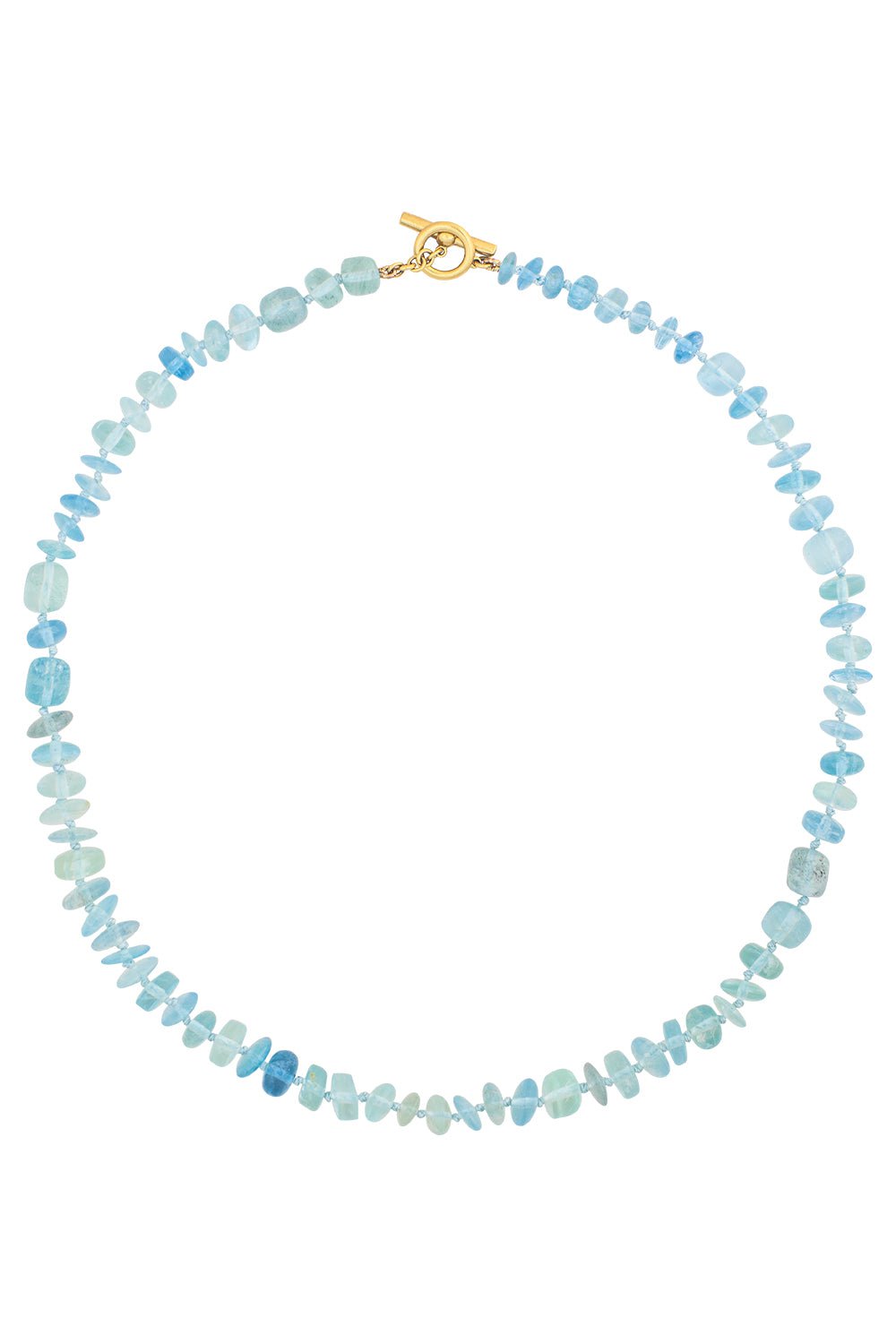 LEIGH MAXWELL-Aquamarine Beaded Necklace-YELLOW GOLD