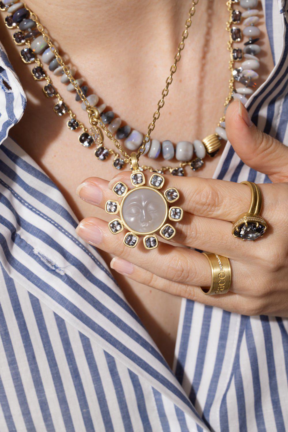 LEIGH MAXWELL-Grey Spinel Gemmy Riviere Necklace-YELLOW GOLD