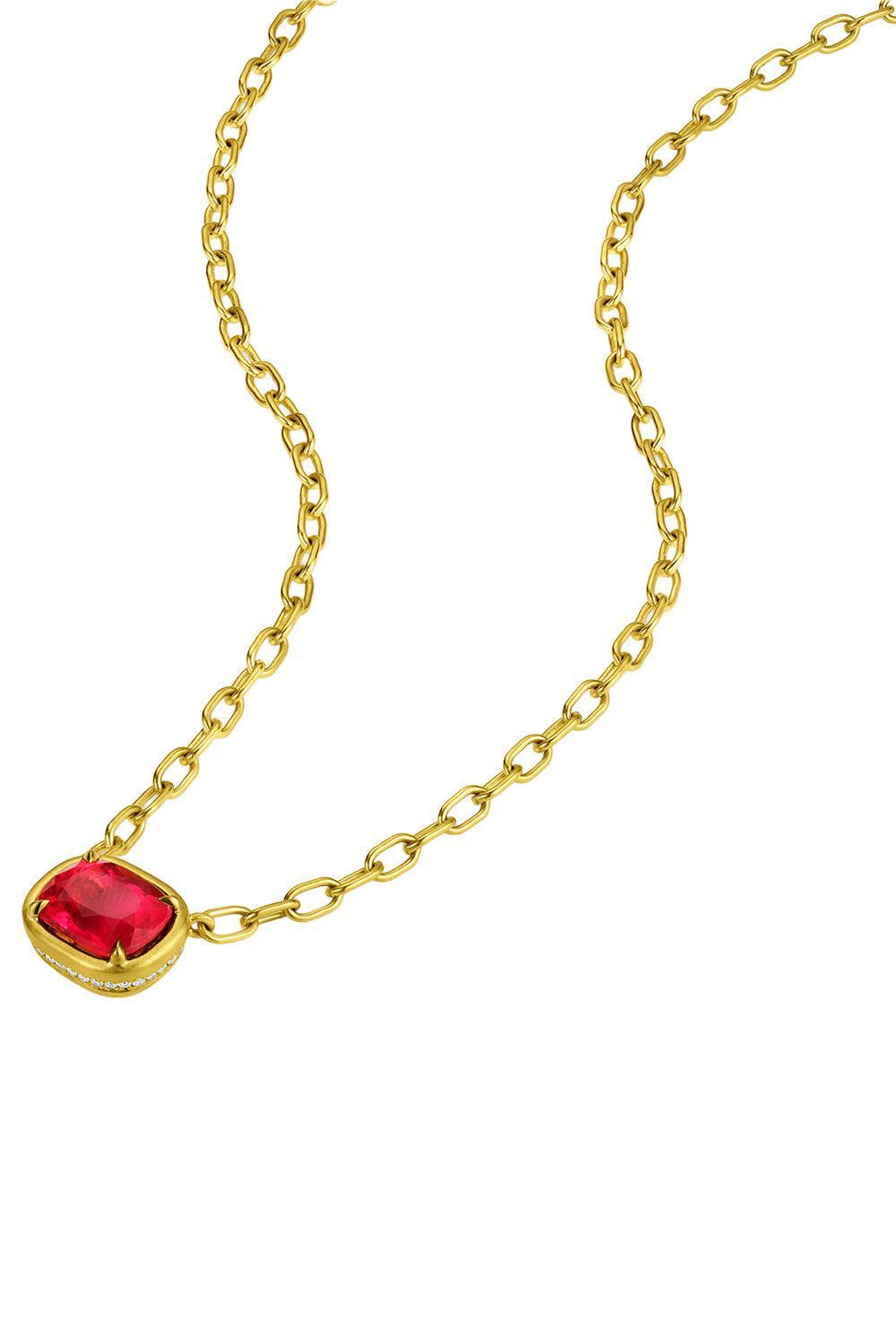 Pink Tourmaline Bijou Necklace-YELLOW GOLD-18-JEWELRYFINE JEWELNECKLACE O-LEIGH MAXWELL