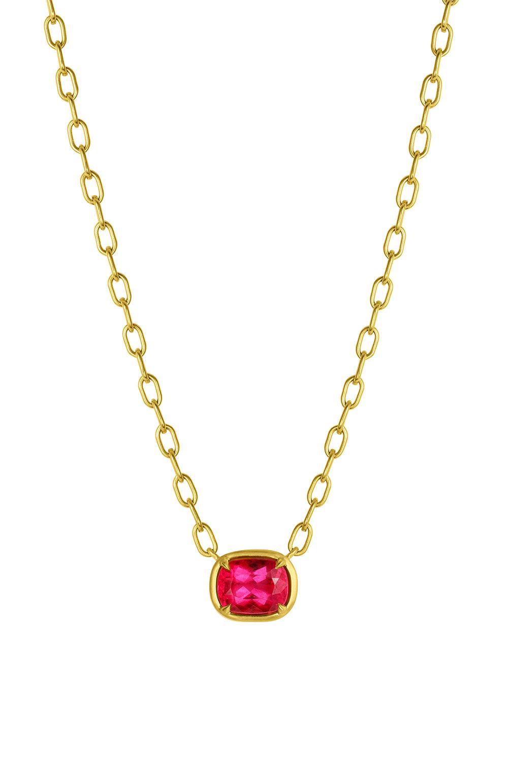 Pink Tourmaline Bijou Necklace-YELLOW GOLD-18-JEWELRYFINE JEWELNECKLACE O-LEIGH MAXWELL