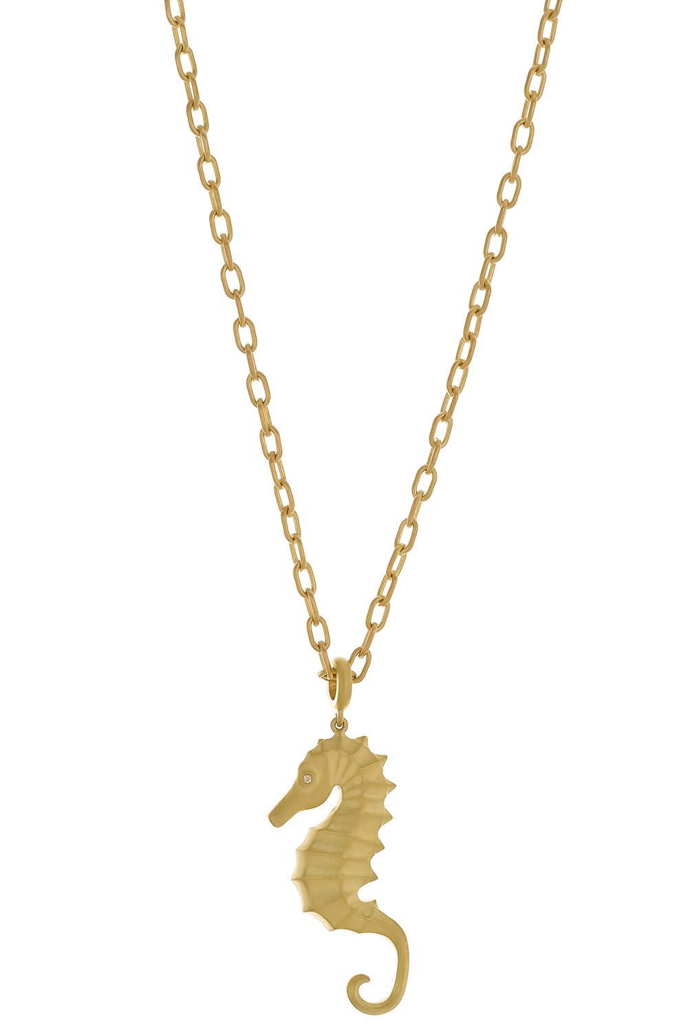 LEIGH MAXWELL-Diamond Seahorse Necklace-YELLOW GOLD