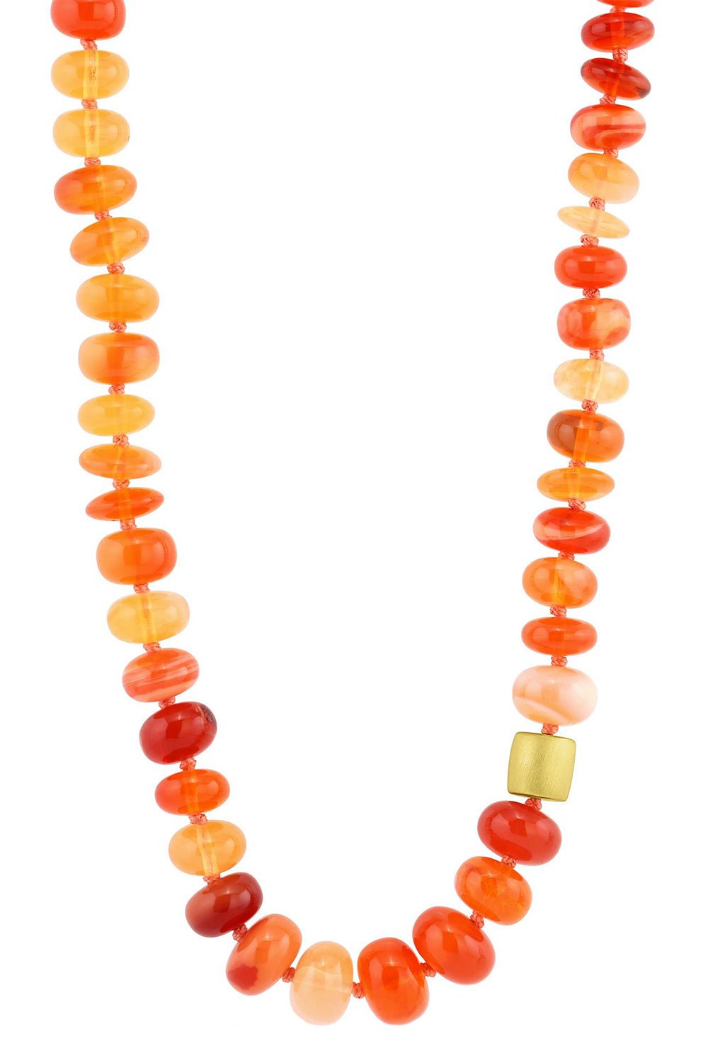 LEIGH MAXWELL-Fire Opal Bead Necklace-YELLOW GOLD
