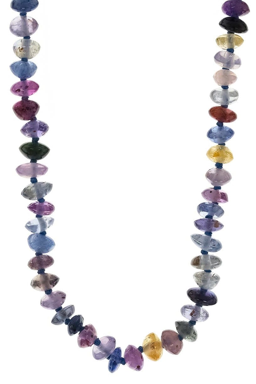 LEIGH MAXWELL-Sapphire Bead Necklace-YELLOW GOLD