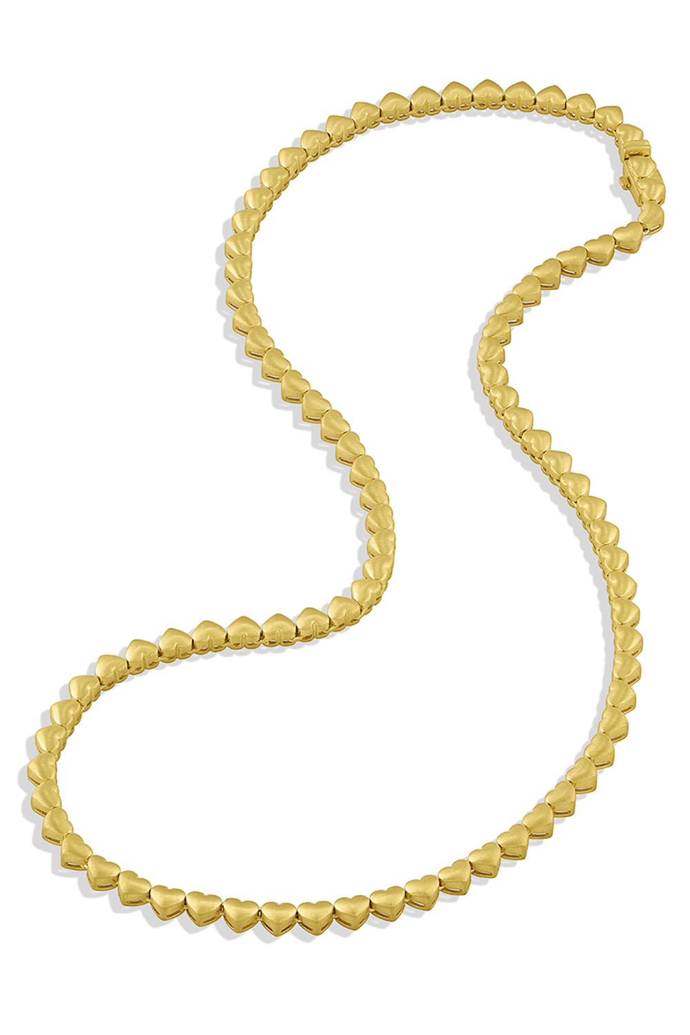 LEIGH MAXWELL-Solid Heart Tennis Necklace-YELLOW GOLD