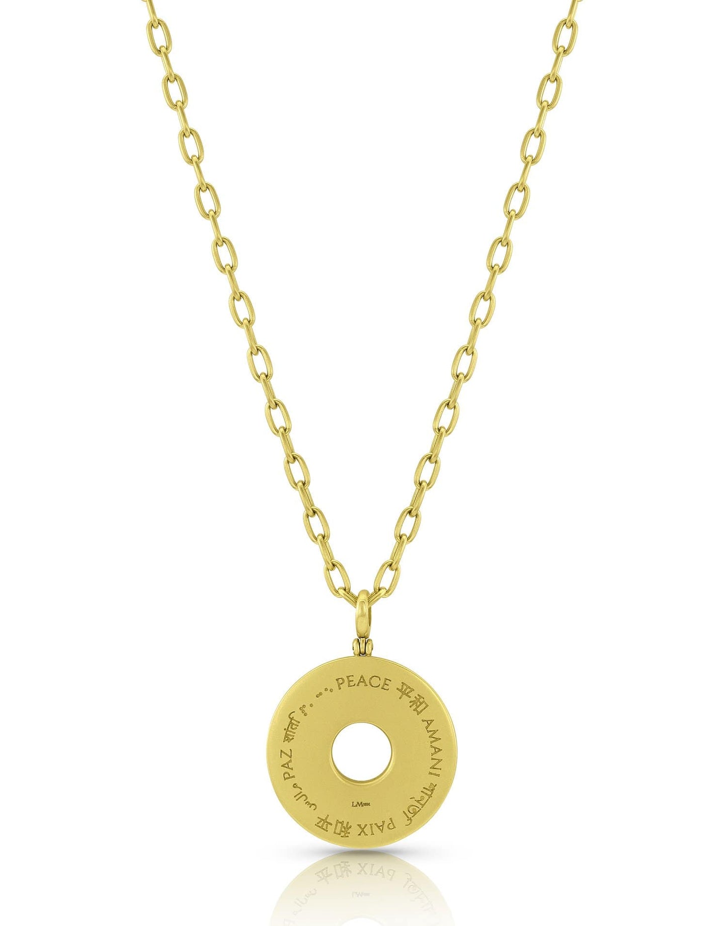 LEIGH MAXWELL-Amani Pave Disk Reversed Engraved Pendant-YELLOW GOLD