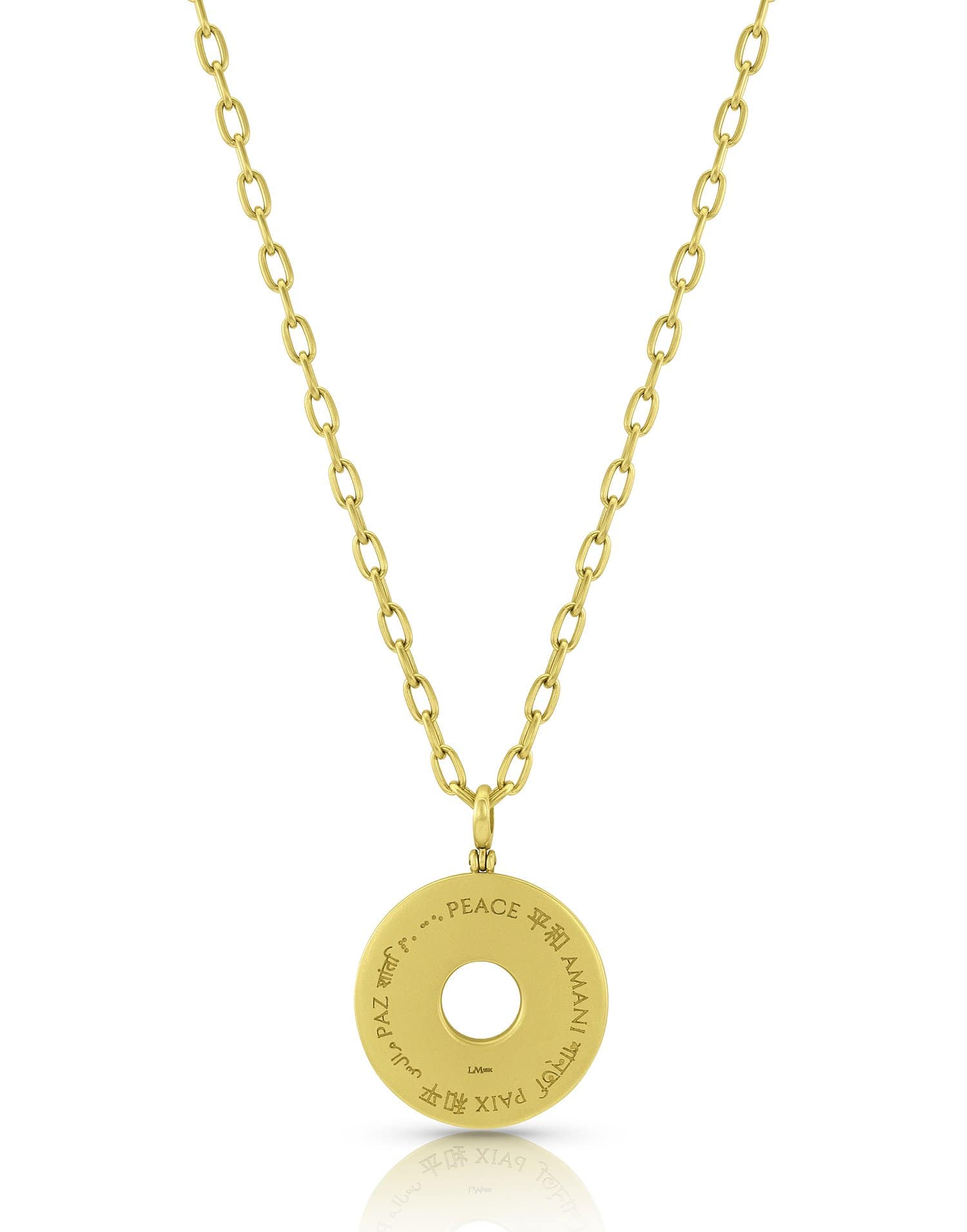 LEIGH MAXWELL-Amani Pave Disk Reversed Engraved Pendant-YELLOW GOLD