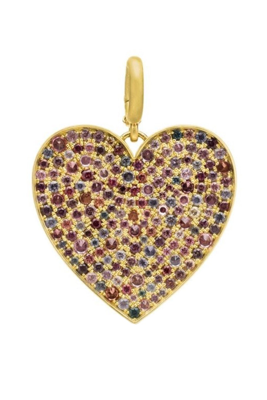LEIGH MAXWELL-Large Aubergine Spinel Heart Pendant-YELLOW GOLD