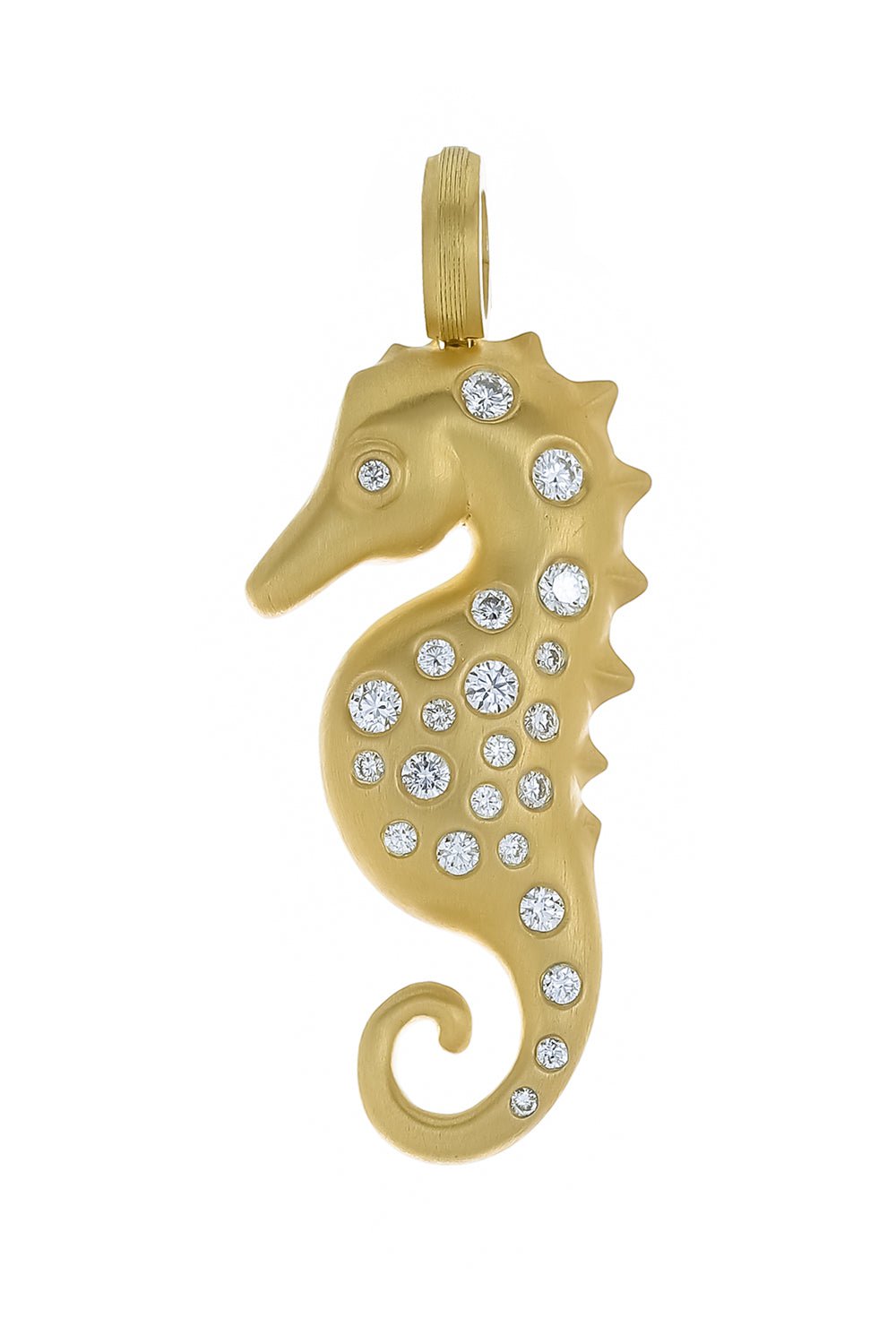 LEIGH MAXWELL-Medium Diamond Seahorse Pendant-YELLOW GOLD