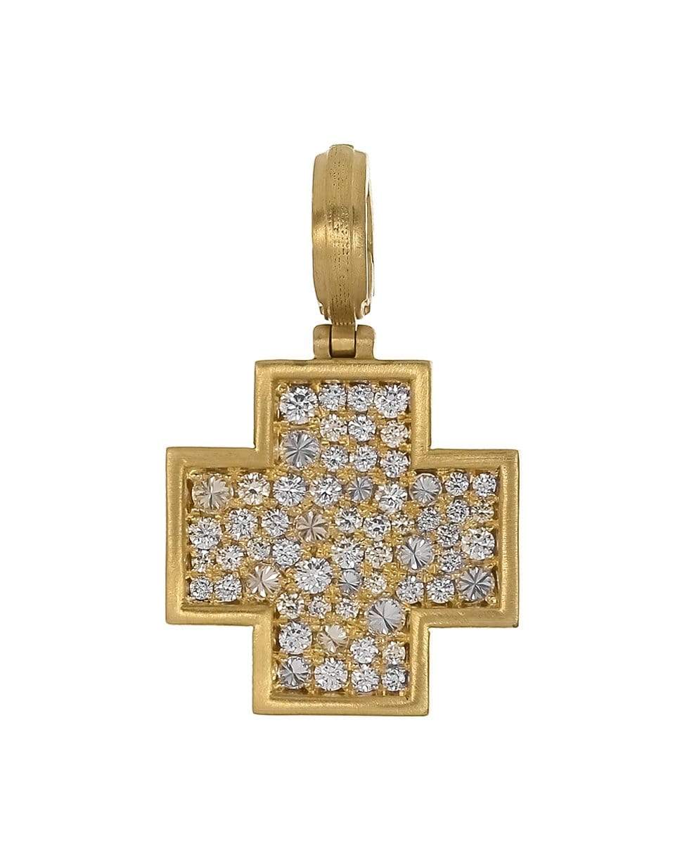 LEIGH MAXWELL-Pave Diamond Cross Pendant-YELLOW GOLD