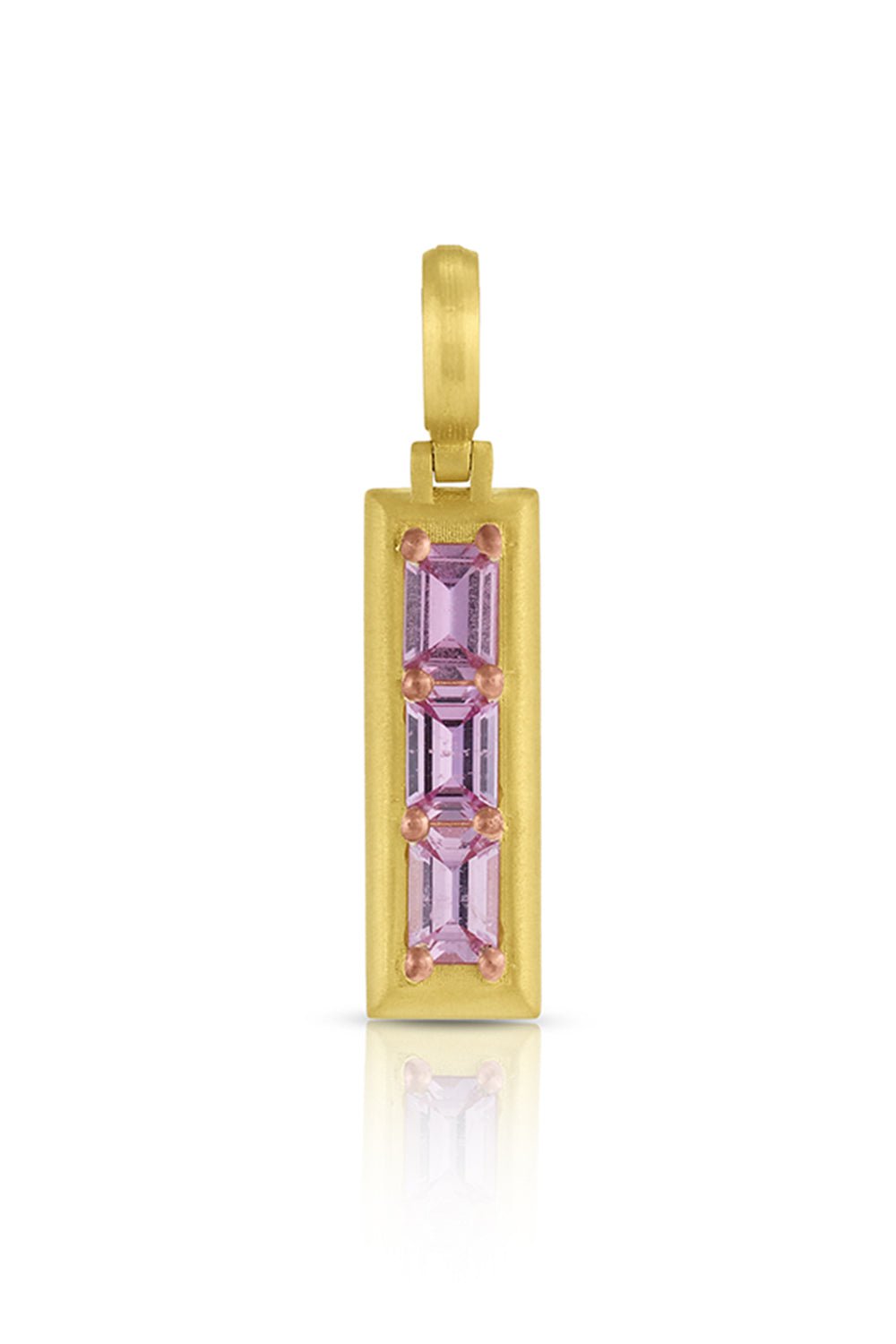 LEIGH MAXWELL-Pink Sapphire Bar Pendant-YELLOW GOLD