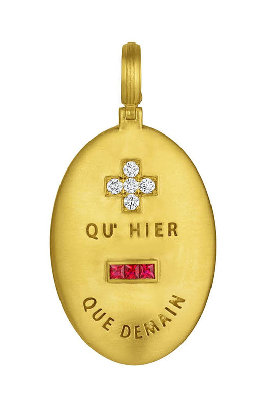 Ruby Diamond Love Token Pendant-YELLOW GOLD-JEWELRYFINE JEWELPENDANT-LEIGH MAXWELL